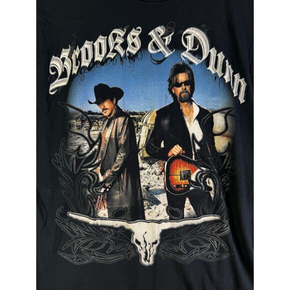 Brooks & Dunn Tultex Fine Jersey Tour Shirt‎ Country Black Mens Medium Vintage - Picture 2 of 4